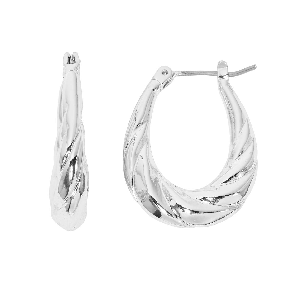 Design Collection Polished Twisted U-Shaped Hoop Earrings