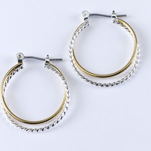 Design Collection Two Tone Twisted Hoop Earrings