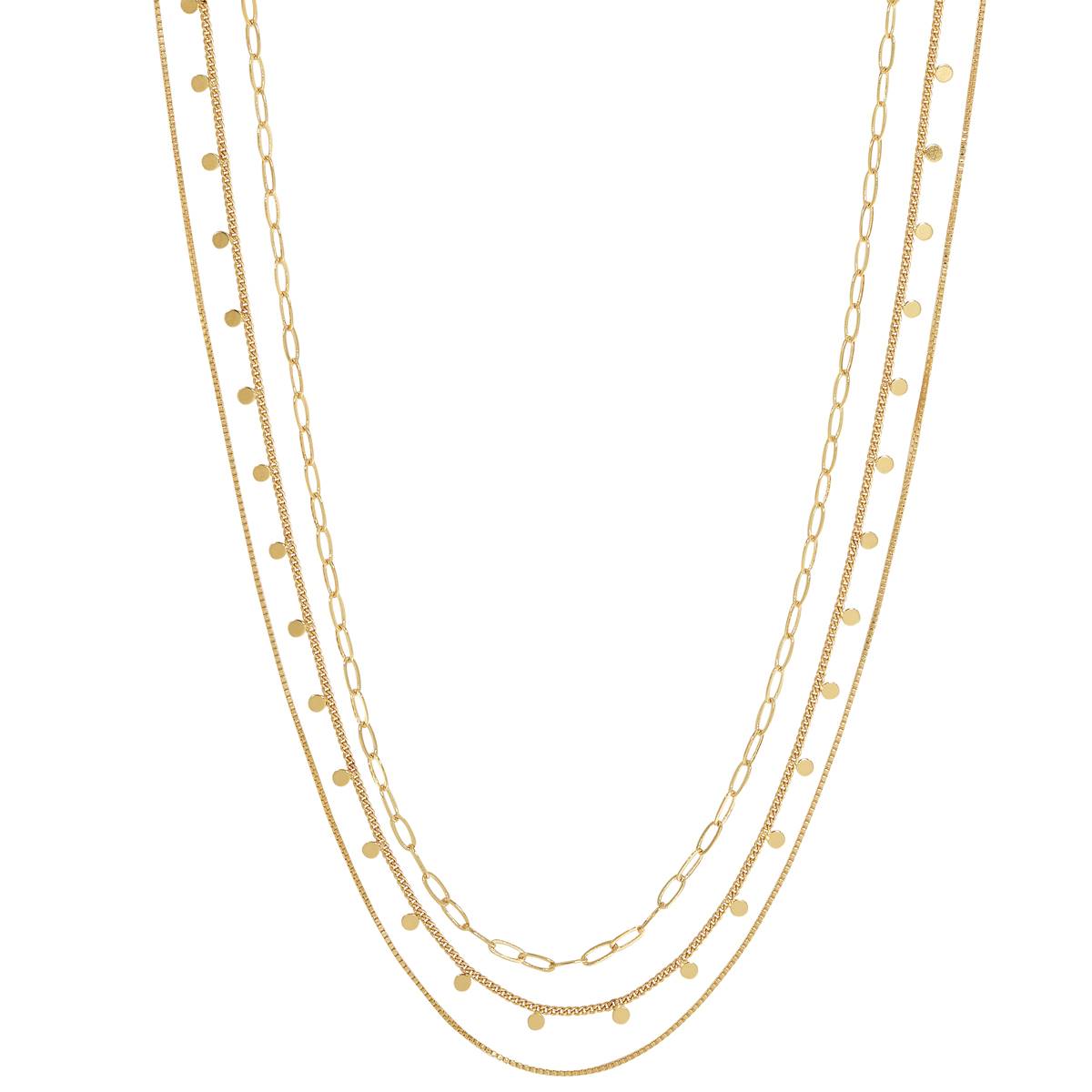 Design Collection 3-Row Shaky Disc Necklace