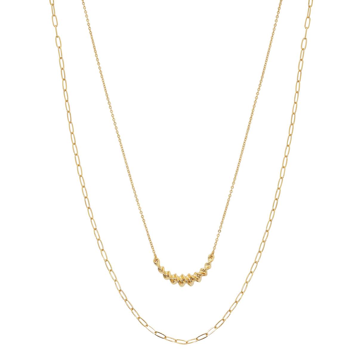 Design Collection Gold-Tone 2-Row Twist Necklace