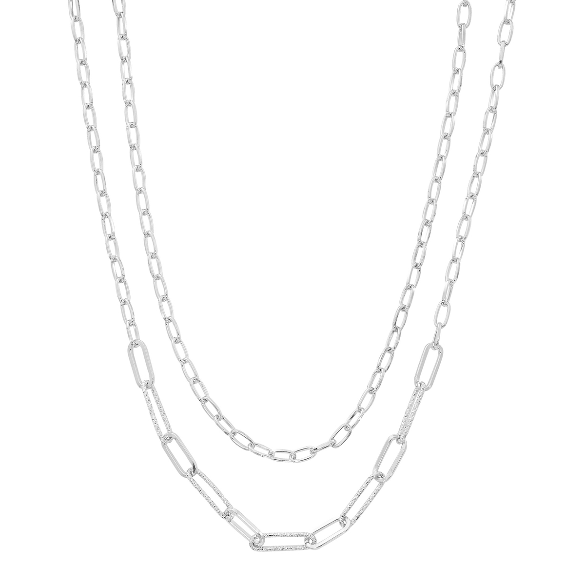 Design Collection Silver Plated 16in. Texurted Papeclip Necklace