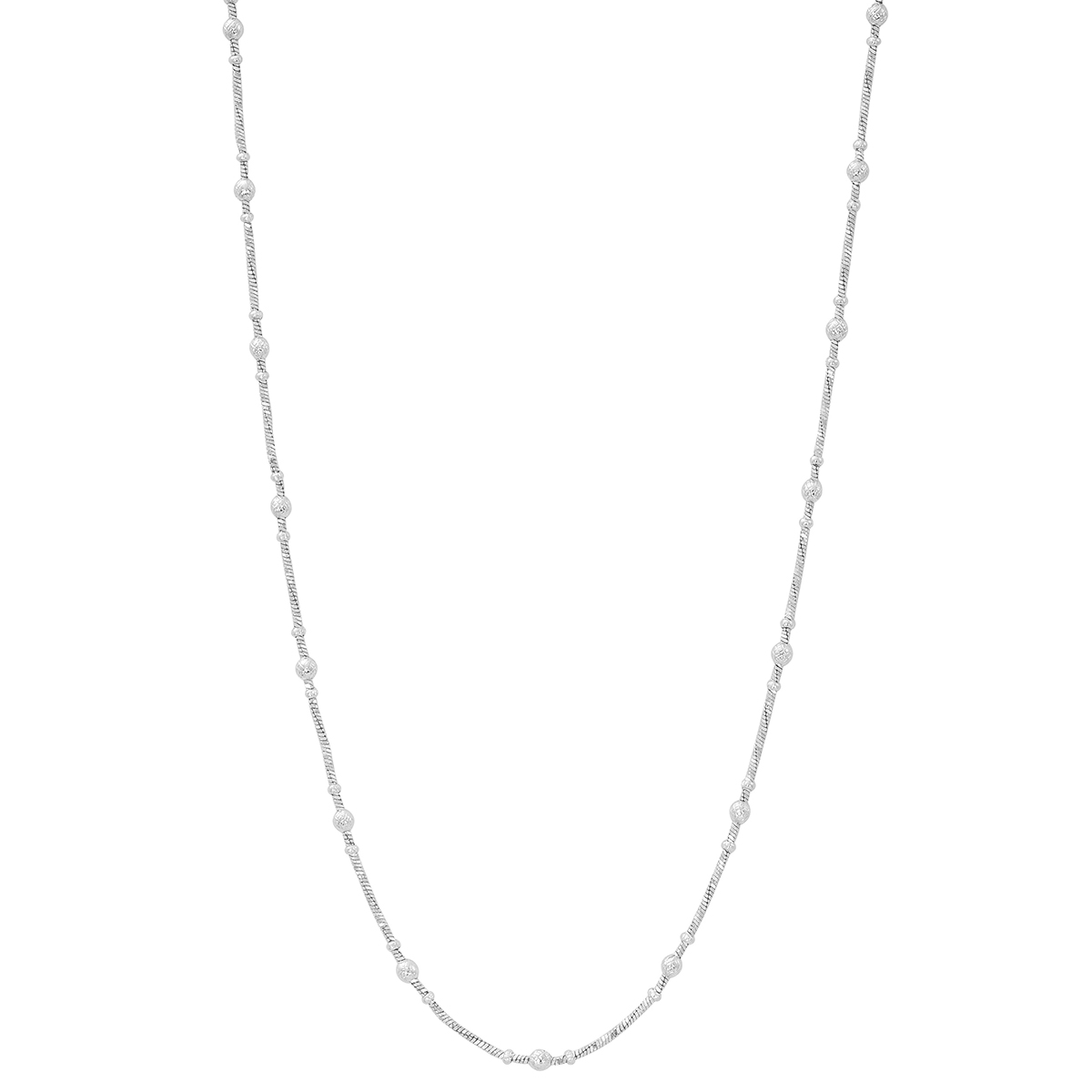 Design Collection Silver-Tone Twisted Bead Station Necklace