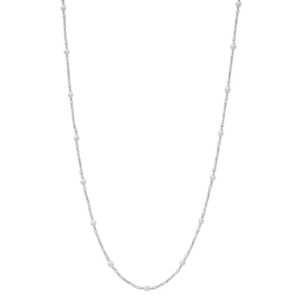 Design Collection Silver-Tone Twisted Bead Station Necklace