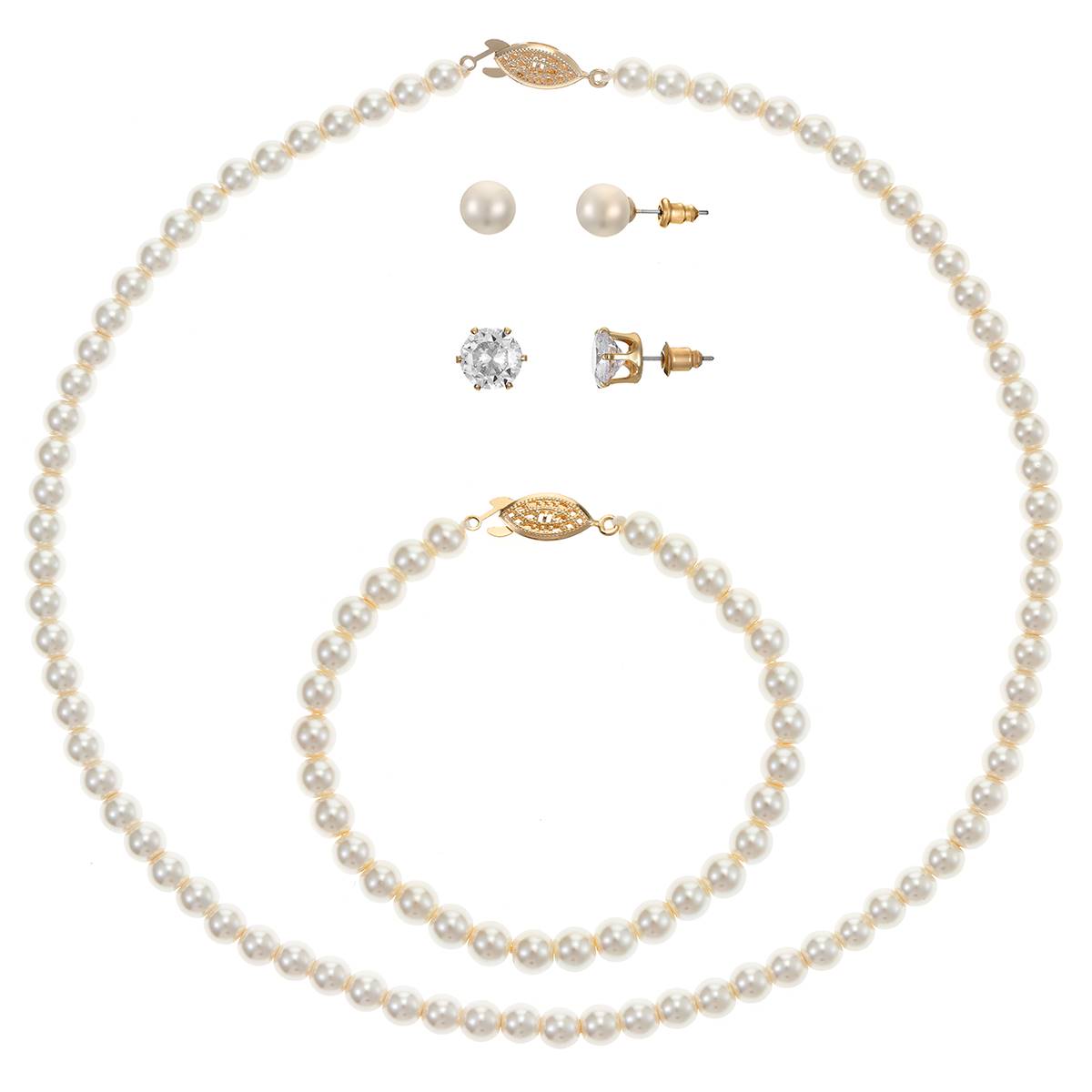 Design Collection Pearl Necklace/Bracelet Earring Set