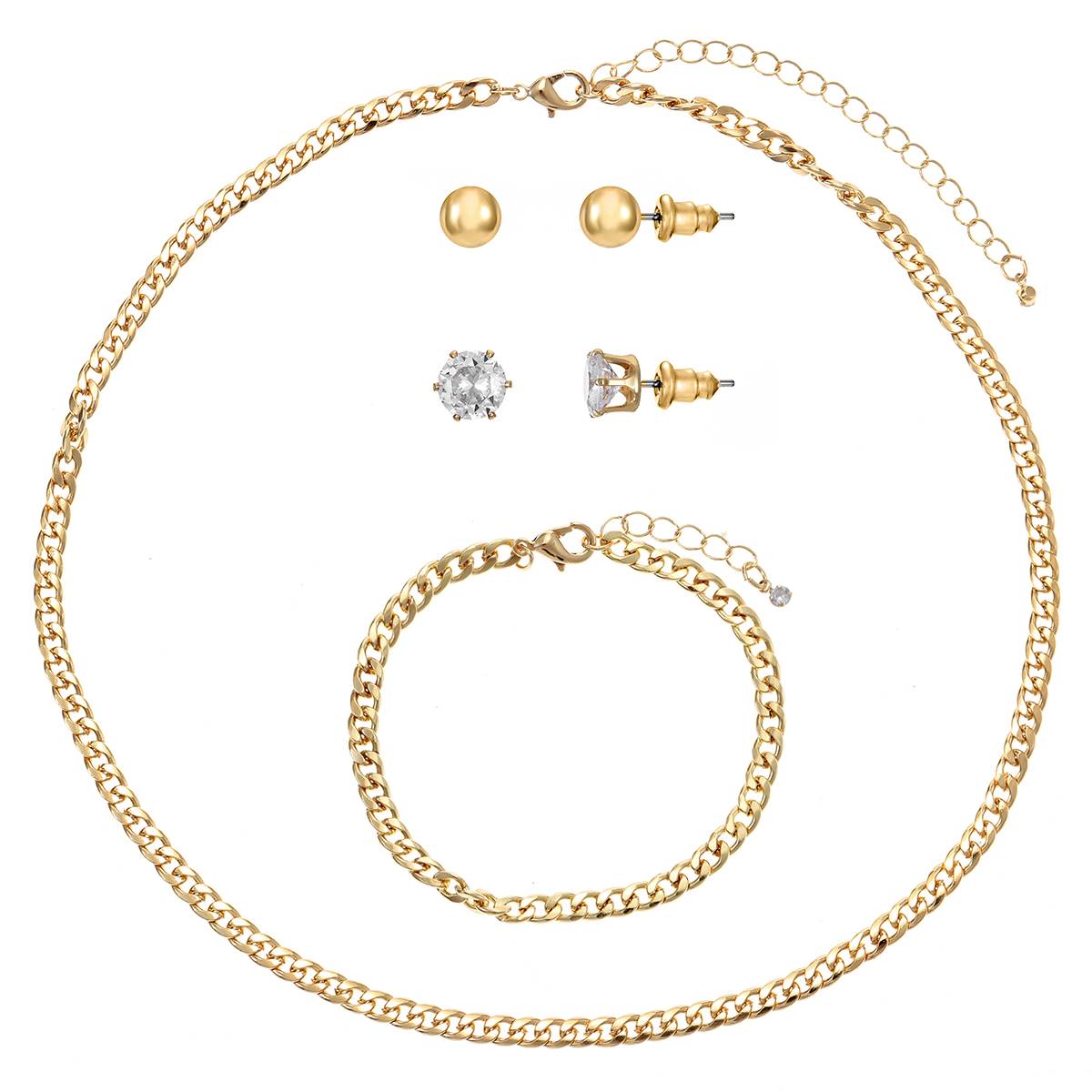 Design Collection Curb Chain Necklace/Bracelet & Earring Set