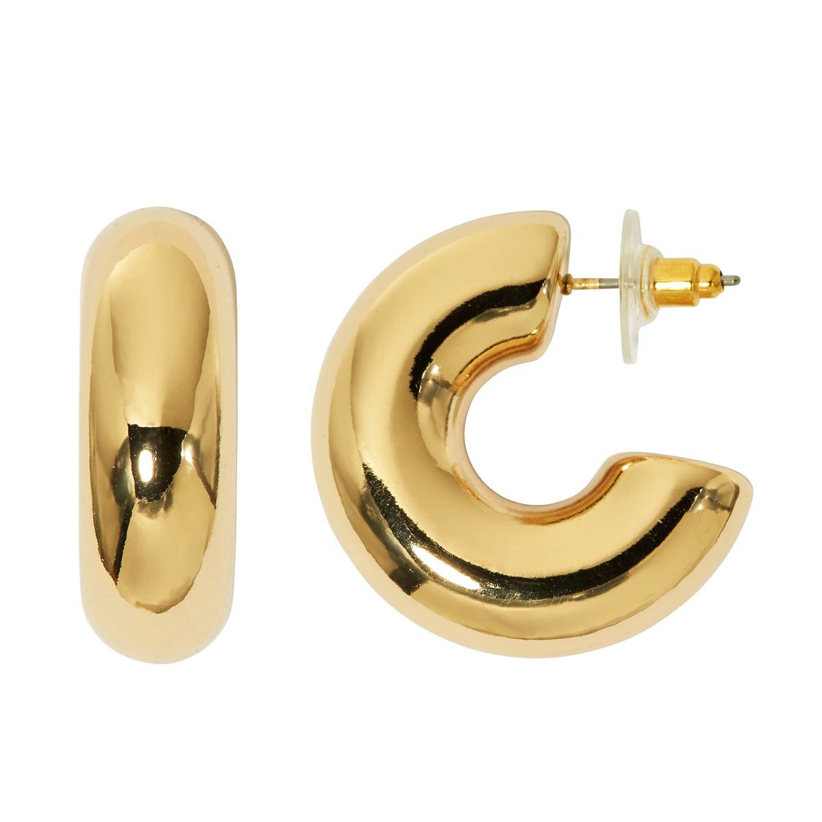 Design Collection Gold-Tone Polished & Tubular Hoop Earrings