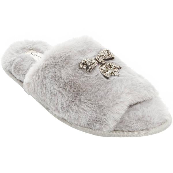 Womens Jessica Simpson Embellished Bow Plush Slide Slippers alternate view