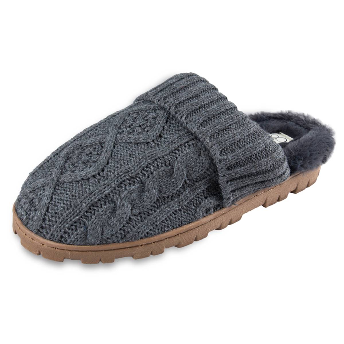 Womens Jessica Simpson Cable Knit Scuff Slippers