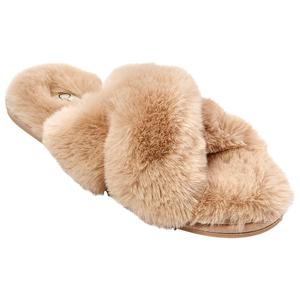 Womens Jessica Simpson Plush Cross Slippers
