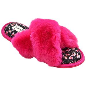 Womens Jessica Simpson High Plush Floral Slide Slippers - Pink