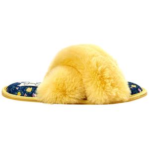 Womens Jessica Simpson High Plush Floral Slide Slippers - Yellow alternate view
