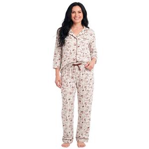 Womens Poppy & Clay Long Sleeve Coffee Organic Pajama Set alternate view