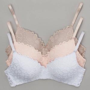 Womens Rene Rofe(R) 3pk. Lacey Wire-Free Bras - B28440H3-WPBC