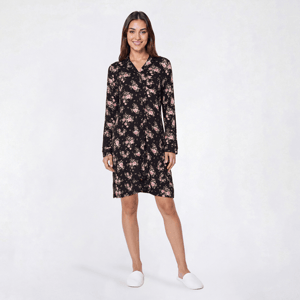 Womens Rene Rofe(R) Long Sleeve Floral Notch Collar Nightshirt alternate view