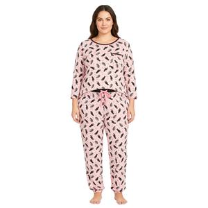 Juniors Pillow Talk 3/4 Sleeve Cats Joggers Pajama Set alternate view