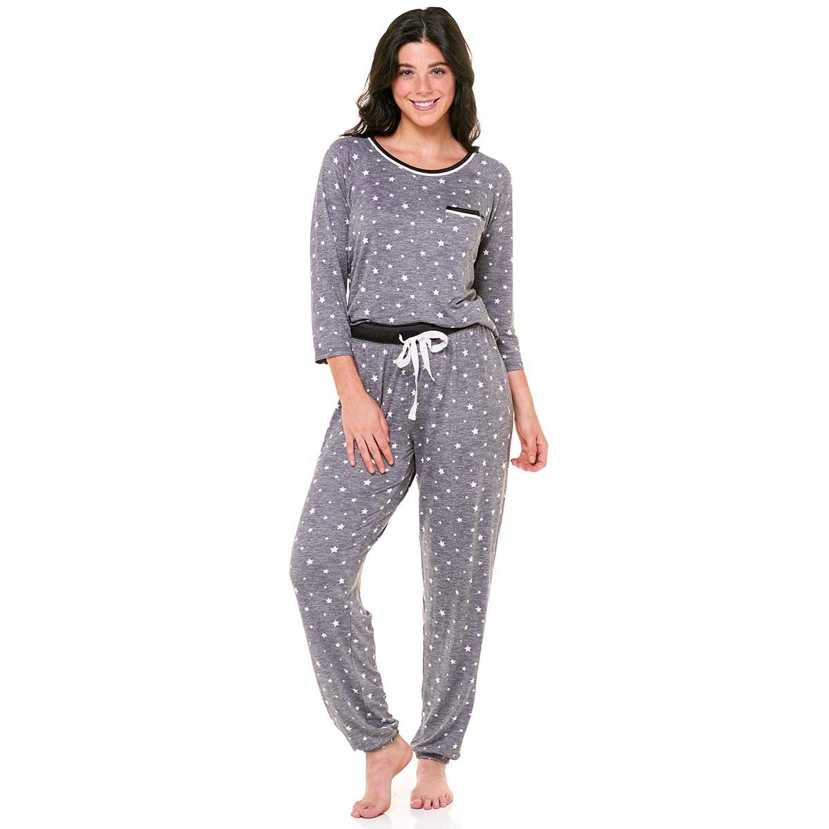 Juniors Pillow Talk 3/4 Sleeve Stars Joggers Pajama Set