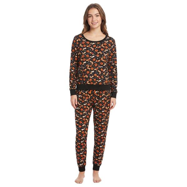 Juniors Pillow Talk Long Sleeve Halloween Dogs Pajama Set