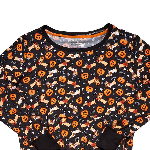Juniors Pillow Talk Long Sleeve Halloween Dogs Pajama Set alternate view
