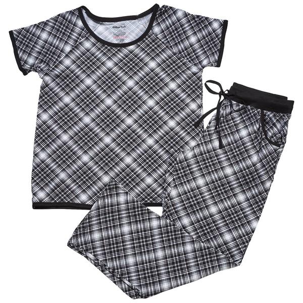 Juniors Pillow Talk Short Sleeve Plaid Long Leg Pajama Set alternate view