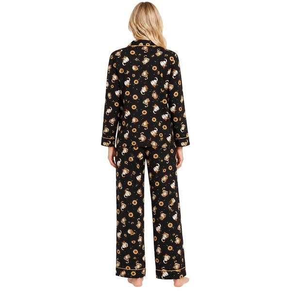 Juniors Pillow Talk Long Sleeve Sunflowers & Cats Pajama Set alternate view