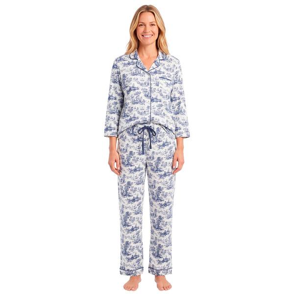 Womens Poppy & Clay Long Sleeve Toile Notch Collar Pajama Set alternate view