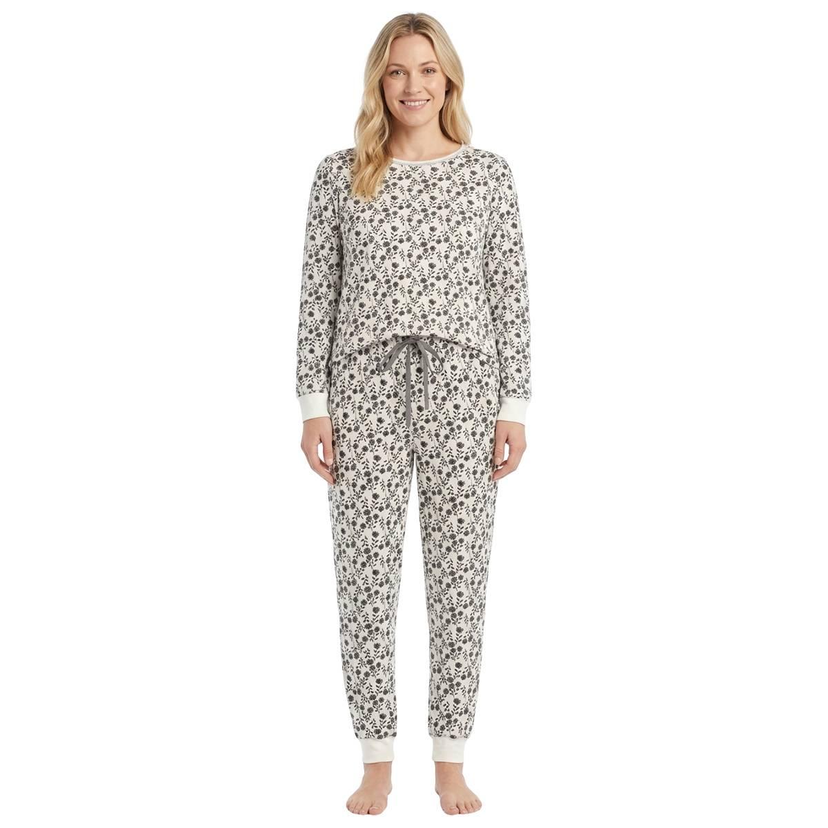 Womens Poppy & Clay Long Sleeve Floral Pointelle Pajama Set