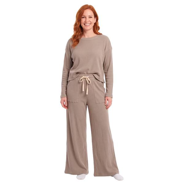 Womens Poppy & Clay Waffle Thermal & Boxy Ankle Leg Pajama Set