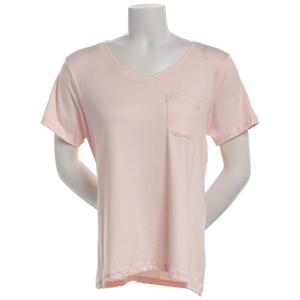 Womens Rene Rofe(R)  Short Sleeve Solid V-Neck Tee with Pocket