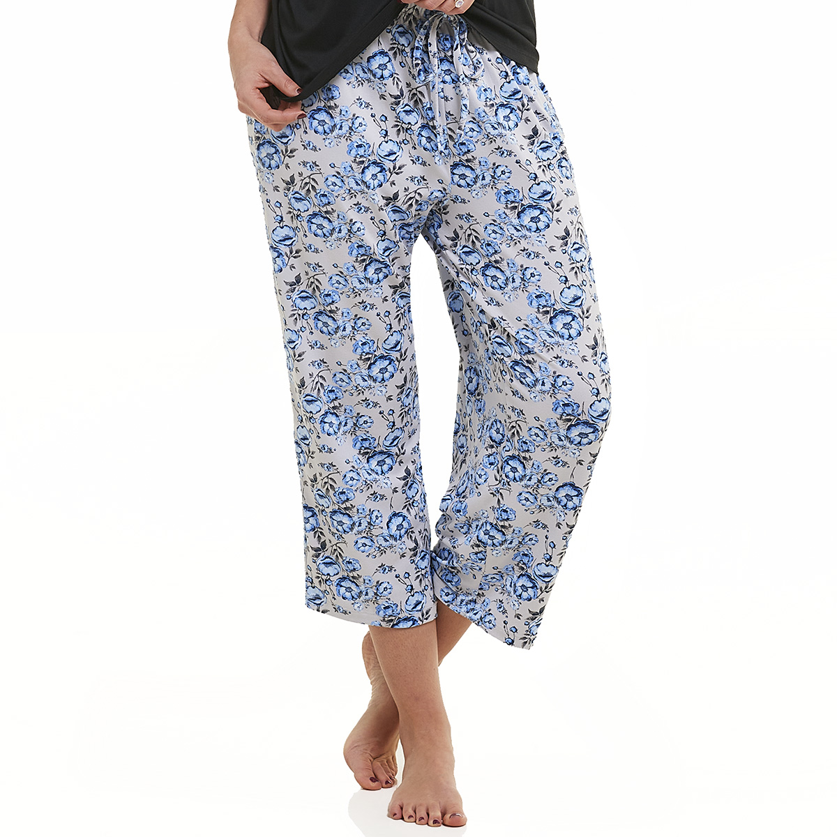 Plus Size Rene Rofe Floral Poly Suede Pajama Capris