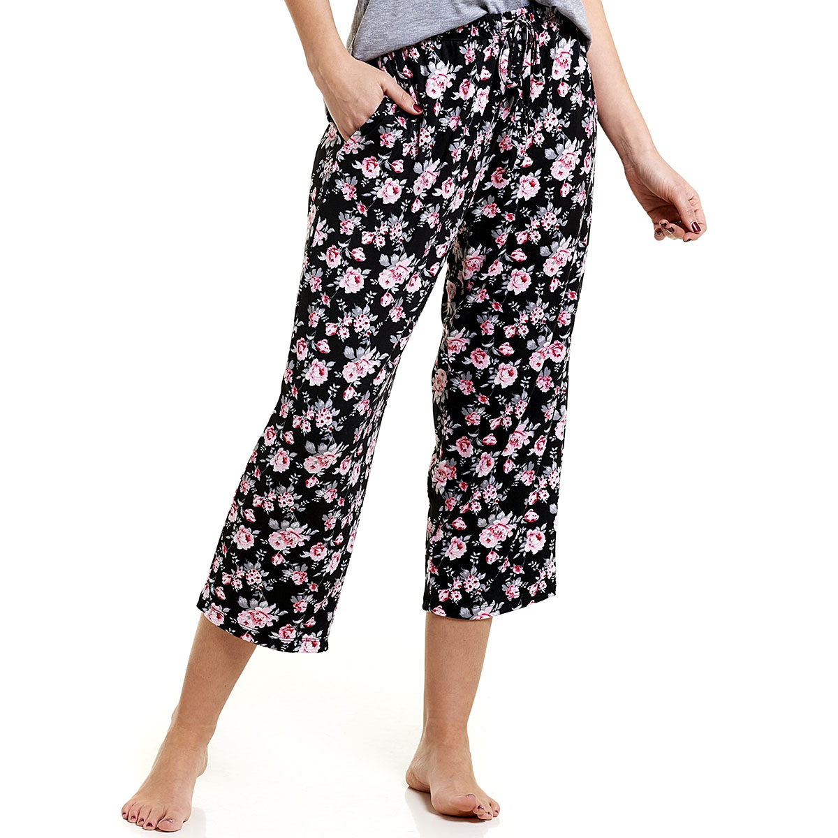 Womens Rene Rofe Poly Suede Floral Pattern Pajama Capris
