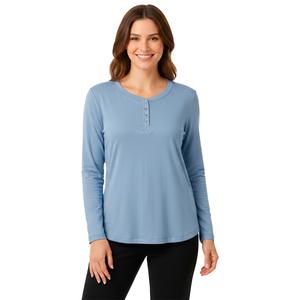 Womens Rene Rofe(R) Rhinestone Buttons Henley Pajama Tee