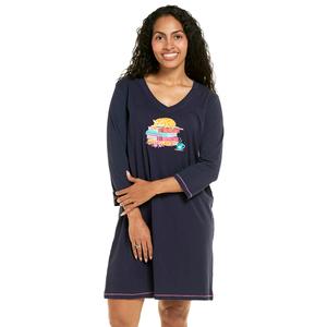 Plus Size Rene Rofe 3/4 Sleeve Sleepy Book Cat Nightshirt