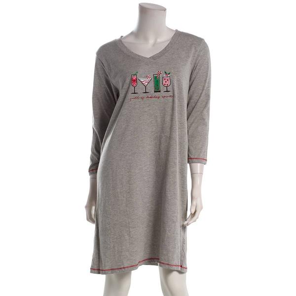 Womens Rene Rofe(R) 3/4 Sleeve Holiday Spirit Nightshirt