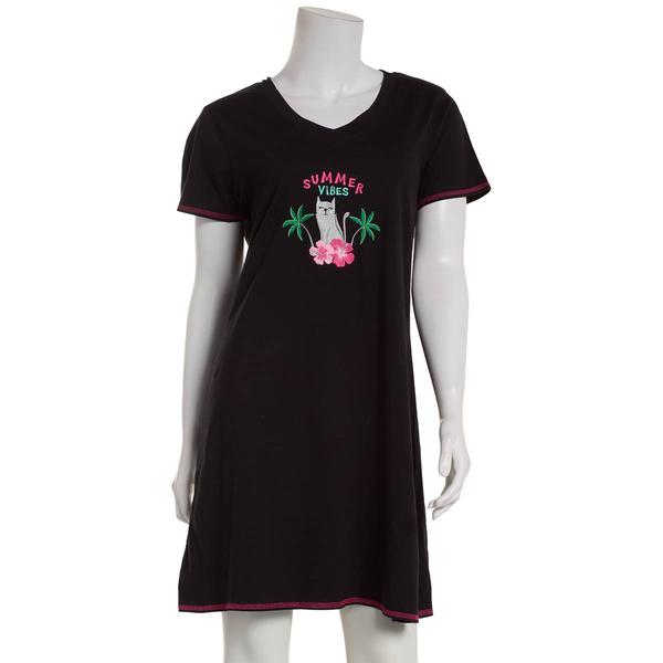 Womens Rene Rofe(R) Short Sleeve Summer Vibes Cat Nightshirt alternate view