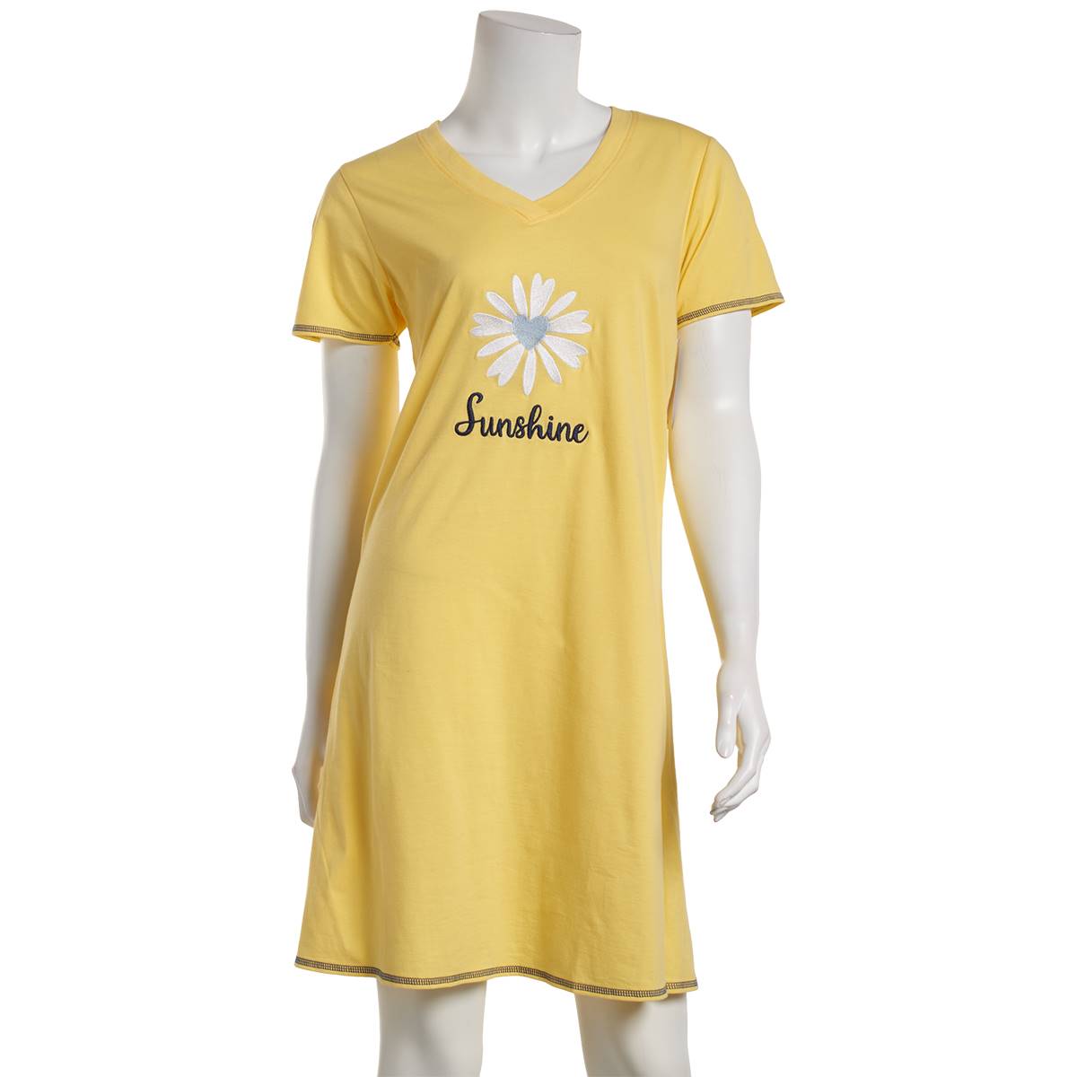 Womens Rene Rofe Short Sleeve Sunshine Embroidered Nightshirt