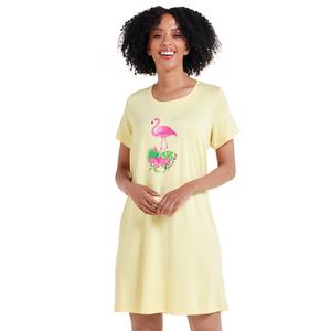 Womens Rene Rofe(R) Short Sleeve Paradise Flamingo Nightshirt