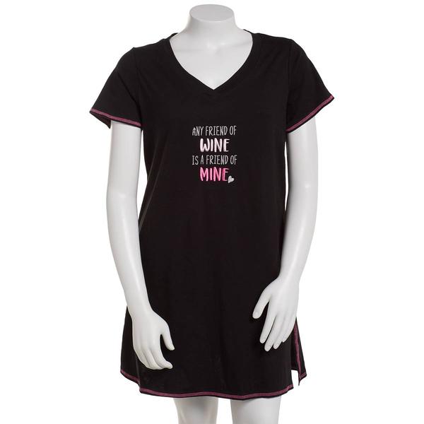 Plus Size Rene Rofe(R) Friend Of Wine Is Friend Of Mine Nightshirt