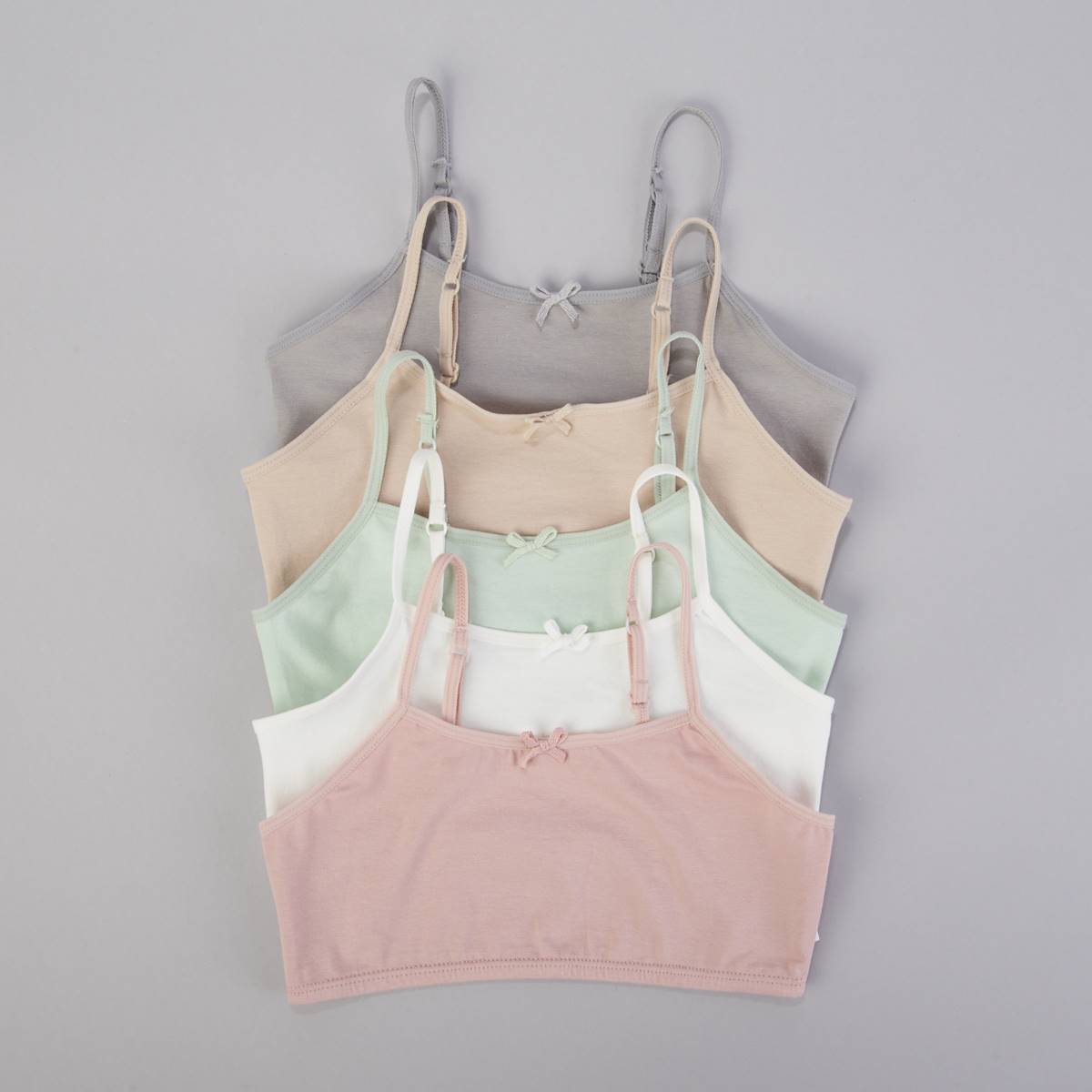 Girls (7-14) Poppy & Clay Be Natural 5pk. Solid Bralettes