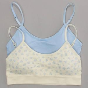 Girls (7-14) Lala(R) Gina 2pk. Floral Waffle/Solid Bralettes