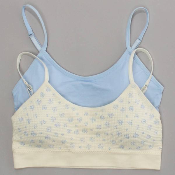 Girls (7-14) Lala(R) Gina 2pk. Floral Waffle/Solid Bralettes alternate view