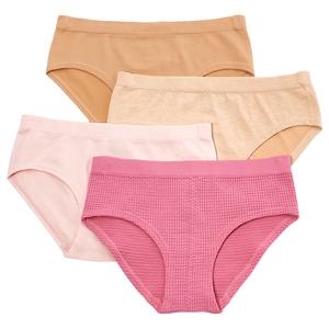 Girls (7-14) Lala(R) Gigi 4pk. Seamless Waffle Hipsters - Solid