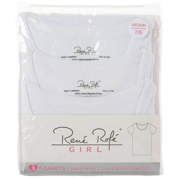 Girls Rene Rofe(R) 3pk. Solid Short Sleeve Packaged Tees