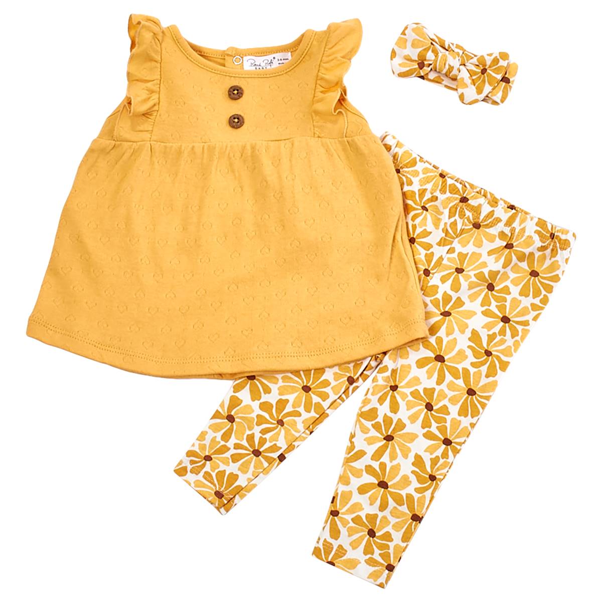 Toddler Girl Rene Rofe(R) 3pc. Heart Top & Daisy Leggings Set