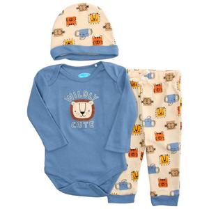 Baby Boy (NB-9M) bon bebe(R) 3pc. Cute Lion Bodysuit & Pants Set