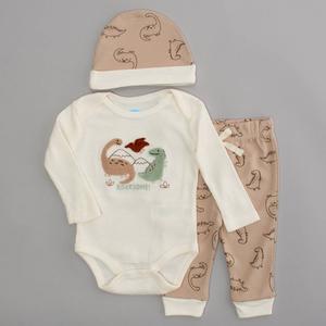 Baby Boy (NB-9M) bon bebe(R) 3pc. Dino Bodysuit & Pant Set with Hat
