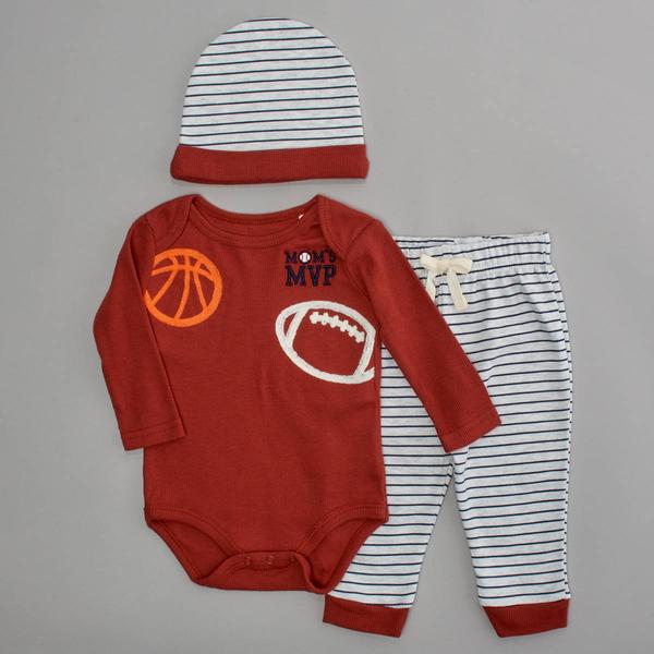 Baby Boy (NB-9M) bon bebe(R) 3pc. Mom's MVP Bodysuit & Pants Set