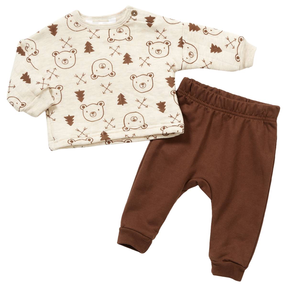 Baby Boy (NB-9M) Emily & Oliver 2pc. Bear Quilted Joggers Set