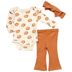 Baby Girl (NB-9M) Willow & Whimsy(R) 3pc. Daisy/Smiley Bodysuit Set
