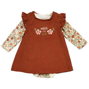 Baby Girl (NB-9M) Rene Rofe Brown Corduroy Jumper & Bodysuit Set