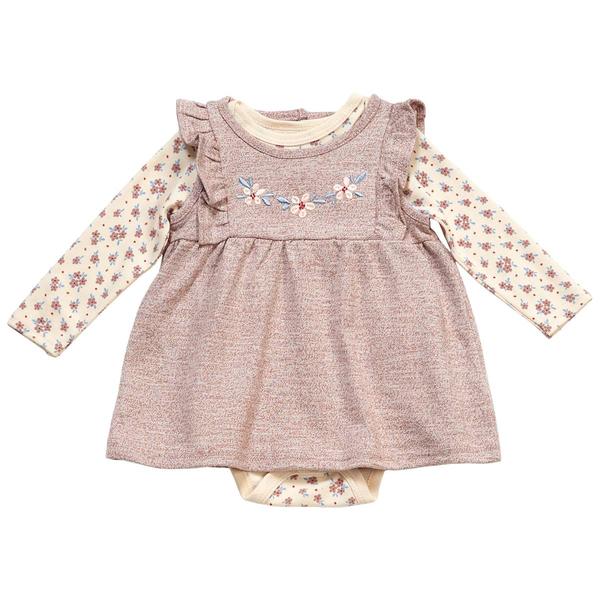 Baby Girl (NB-9M) Rene Rofe Marled Terry Jumper And Bodysuit Set